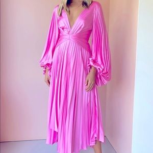 Acler Palms Pleat Dress- Confetti Pink Size 8